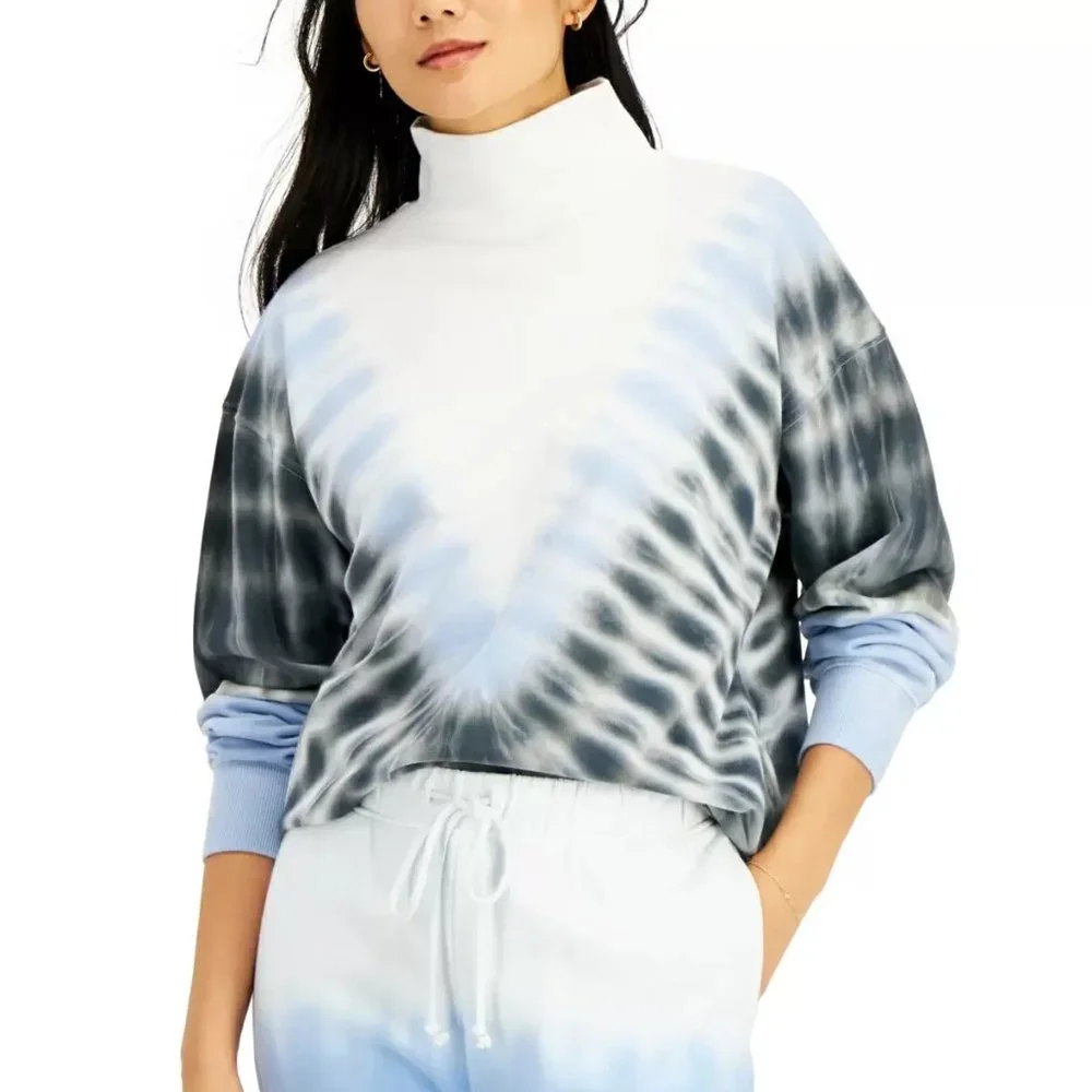 Style & Co Tie-Dye Mock-Neck Sweatshirt, Blue/Black Combo - Picture 1 of 11